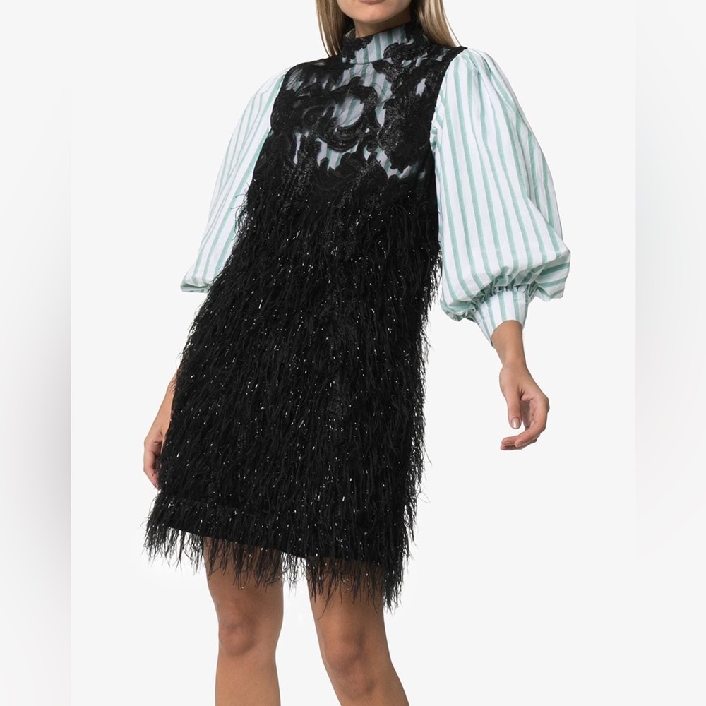 Ganni Feathered Mini Dress. Size 38 (US 6)
